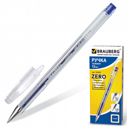 Ручка гелев. BRAUBERG "Zero", корпус прозрачный, толщина письма 0,5 мм, 141019, синяя