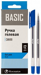 Ручка гелев. SILWERHOFF "Basic" синяя, 0,5мм, трехгранный прозрачный корпус 016021-02 (12)