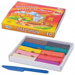 Пластилин ГАММА "МУЛЬТИКИ" 10 цв.200 гр, со стеком 280017 (20)