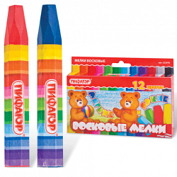 Восковые мелки  ПИФАГОР 12 цв., на масляной основе, яркие цвета, 222970