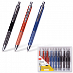 Ручка шариковая BRAUBERG бизнес-класса, корпус ассорти, серебр. детали, 1мм, 141423,синяя(12блистер)